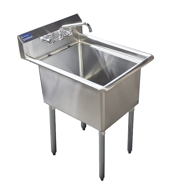 Amgood Stainless Steel Utility Sink. Bowl 24 in. x 18 in. x 14 in. With Faucet SINK 182414 - FAUCET - main